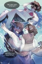 anthro comic dominant duo female female/female fish hi_res marine olenchik pool shark submissive