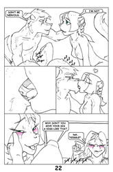 anthro blue_eyes blush breasts brown_eyes bussaca canine clitoris comic english_text female fur furry green_eyes heart kissing male mink oral page_22 penis pussy sex siblings slippers_comic swallowing teen tongue twins young