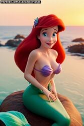 1girls 3d ai_generated ariel ariel_(the_little_mermaid) beach big_breasts blue_eyes blurred_background breasts disney disney_channel disney_princess elsacorinthiana female female_naked female_nude female_nudity female_only high_quality light-skinned_female light_skin long_hair mermaid mermaid_girl mermaid_tail naked outdoor_nudity outdoors patreon patreon_link patreon_url pixar pixar_style posing princess realistic red_hair sea sea_background semi-naked semi-nude semi_naked semi_nude sfw sitting sitting_in_rock sitting_on_rock solo_female sunny sunset tail the_little_mermaid the_little_mermaid_(1989_film) thin_female uncensored water