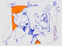 anthro ass big_butt bodily_fluids bottomwear butt_focus butt_grab clothed clothing crouching dialogue duo english_text epic_games felid feline fortnite fully_clothed hand_on_butt hoodie huge_butt looking_at_another looking_back looking_back_at_another male male/male mammal meowdas muscular muscular_anthro muscular_male neato5 nyanja_(fortnite) open_mouth pants saliva shirt standing tail text tongue tongue_out topwear