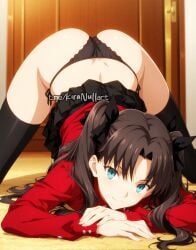 1girls ai_generated artist_name black_panties fate/stay_night fate_(series) kiranull panties solo tohsaka_rin top-down_bottom-up