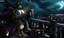 2022 5:3 anthro areola balcony balls big_areola big_balls big_breasts big_nipples big_penis black_hair breasts cape claws clothed clothing container countershading cup digital_media_(artwork) digitigrade felid flaccid footwear furniture genitals goblet green_eyes gynomorph hair herm_(lore) hi_res huge_areola huge_balls huge_breasts huge_cock huge_nipples humanoid_genitalia humanoid_penis hyper hyper_genitalia hyper_penis intersex jewelry mammal melee_weapon night nipples pantherine penis purple_claws robe skimpy solo sword table tiger topless tyunre vein veiny_breasts weapon zhali