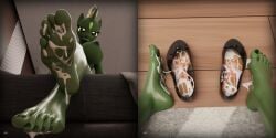 3d 3d_(artwork) anthro barefoot bedroom blender blender_cycles cum cum_in_shoes cum_on_feet epickitty_(character) feet female fetish foot_fetish foot_focus human indoors kenaga looking_at_viewer looking_down looking_down_at_viewer looking_up macro macro/micro male micro my_little_pony oc plantigrade_anthro soles toes