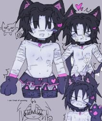 balls black_hair cum english_text forsaken_(roblox) grey_skin nonbinary penis purryforn69 roblox roblox_game robloxian self_upload skirt solo tagme text two_time_(forsaken)