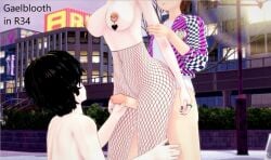 1girls 2boys arms_behind_back assisted_sex bisexual_male cheating consensual_cuckold cuckold fishnet_legwear fishnets from_behind gaelblooth imminent_oral imminent_sex koikatsu netorare netorase oc threesome trio yaoi