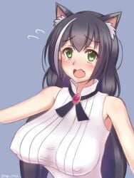 alternate_version_available cat_ears catgirl green_eyes karyl_(princess_connect!) looking_at_viewer nipple_bulge princess_connect! tagu_hblabe tight_clothing