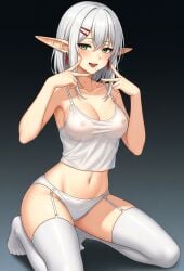 clothes cum_in_mouth elf_girl frieren gemini white_hair