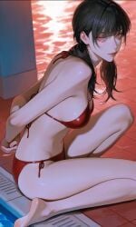 1girls ai_generated bikini chainsaw_man mitaka_asa red_bikini solo swimsuit