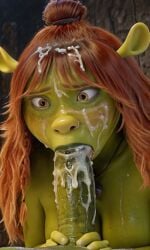 ai_generated big_black_cock big_breasts blowjob blowjob_face braided_hair breast_grab breasts cum cum_explosion cum_in_mouth dark-skinned_male deepthroat dreamworks dreamworks_animation felicia_(shrek) fellatio female green_skin huge_breasts lipstick long_hair male necklace nose_piercing ogre ogre_female ogre_girl piercing pixai pov pov_blowjob saliva shrek shrek_(series) shrek_5 sloppy_blowjob throat_bulge throat_fuck universal_pictures universal_studios yukio0o