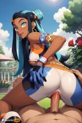 1boy 1boy1girl 1girls :d ai_generated anus aqua_hair armlet artist_name ass bare_shoulders belly_chain bike_shorts black_hair blue_eyes blue_eyeshadow blue_hair breasts clothed_female_nude_male clothed_sex clothes_lift cloud cowgirl_position crop_top dark-skinned_female dark_skin day earrings erection eyelashes eyeliner eyeshadow female fence flower from_behind game_freak gloves hair_bun hi_res hoop_earrings interracial jewelry long_hair looking_at_viewer looking_back makeup male male_pubic_hair medium_breasts multicolored_hair necklace nessa_(pokemon) nintendo nipples nude open_mouth outdoors patreon_logo patreon_username penis pokemon pokemon_(anime) pokemon_(game) pokemon_ss pov pubic_hair pussy reverse_cowgirl_position rose rule34lab sex single_hair_bun sky smile solo_focus sports_bra sportswear straddling straight tankini teeth tongue tree two-tone_hair uncensored vaginal_penetration vaginal_sex veins veiny_penis