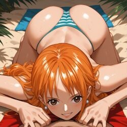 1girls ai_generated all_fours ass bikini nami_(one_piece) one_piece
