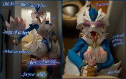 anthro bodily_fluids breasts clothed clothing dialogue duo female first_person_view generation_5_pokemon genital_fluids genitals handjob hi_res human human_on_anthro inside interspecies legendary_pokemon looking_at_viewer male male/female mammal nintendo partially_clothed peeing penile penis pokemon pokemon_(species) potatotime pov_handjob reshiram sex shiraume_(wayvemayker) talking_to_viewer urine urine_in_mouth watersports wet wet_clothing