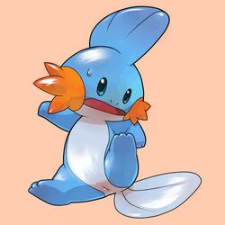 artist_request blue_eyes female looking_at_viewer mudkip open_mouth pokemon pokemon_(species) pokemon_rse pussy simple_background solo spread_legs spreading sweat tail