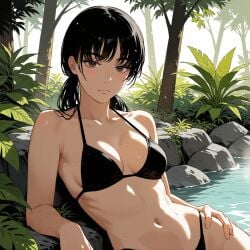 1girls ai_generated bikini black_bikini chainsaw_man mitaka_asa panan solo swimsuit