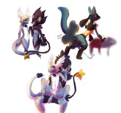 anal anal_sex balls blush cum disembodied_penis dragonair gay lucario luxray male penetration penis pokemon pokemon_(species) purplekecleon sex tail