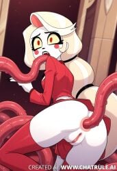 ai ai_generated anal anal_sex blowjob charlie_morningstar_(hazbin_hotel) hazbin_hotel hentai shocked suit tentacle tentacle_rape tentacle_sex