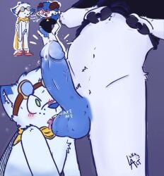 blowjob blue_dick blue_fur dick exibitionism femboy fox furry furry_balls furry_male furry_only gay gay_sex lukaalt showing_off twitter white_fur