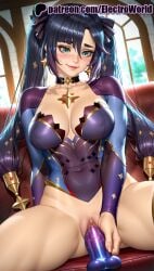 1girls 2025 ai_generated aqua_eyes artist_name average_breasts bangs black_hair blush breasts breasts breasts bust chest choker clitoral_hood diamond_(symbol) dildo earrings electroworld exposed_pussy female genshin_impact half-closed_eyes hi_res high_quality high_resolution highres jewelry juicy_pussy legs_apart legs_spread leotard medium_breasts mona_(genshin_impact) normal_breasts open_legs patreon patreon_username pussy sex_toy solo sparkle splayed_legs spread_legs stable_diffusion star_(symbol) star_earrings star_hair_ornament tight_pussy twintails vagina watermark web_address window