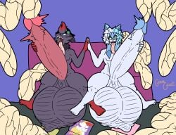 2boys 2d ahe_gao anthro backwards_hat big_balls big_penis black_body blue_eyes blue_skin braixen cap commission couch cum cum_in_air cum_logs cum_pile cumshot femboy furry furry_male glaceon glasses guavagrunt hand_holding hat holding_hands holding_penis huge_butt huge_cock jerking jerkingoff legs_apart living_room long_tongue looking_at_another looking_at_partner magazine male_focus male_only masturbation mutual_masturbation oc orgasm orgasm_face pokemon pornography red_eyes red_rocket scrotum simple_background solid_cum thick_cum thick_thighs thighs tongue tongue_out very_thick_cum yaoi zorua