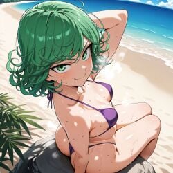 ai_generated beach one-punch_man petite petite_body pov pov_eye_contact small_breasts swimsuit tatsumaki