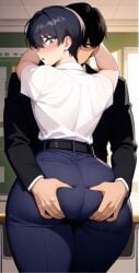 ai_generated aroused ass_grab clothed cuddling flushed gay grabbing_ass grabbing_butt groping_breasts looking_back male/male manhwa original_character pornhwa shocked yaoi