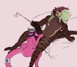 absurd_res ambiguous_fluids anthro averill_(zaarich) big_penis bite bodily_fluids braided_hair brown_body cera_(ceraferis) claws closed_eyes cum cumshot dinosaur dragon drooling duo ejaculation erection feet female foreskin genital_fluids genitals green_hair hair hand_on_penis hi_res hierro_(artist) humanoid_genitalia humanoid_penis kobold looking_pleasured male male_anthro mouth_on_penis multi_ear musclegut muscular mythological_creature mythological_scalie mythology nude nude_anthro open_mouth orgasm paws penis pink_body prehistoric_species reptile saliva scalie short_hair sitting size_difference slightly_chubby slightly_chubby_male tail teeth theropod toe_claws tyrannosaurid tyrannosauroid yutyrannus