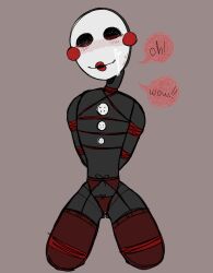 bondage cum cum_on_face five_nights_at_freddy's leg_restraint lingerie marionette_(fnaf) puppet_(fnaf) tied_up wet_panties