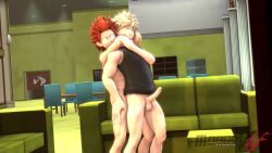 2boys 3d 3d_(artwork) anal animated balls black_topwear blonde_hair bottomless choke_hold cum cum_while_penetrated cumshot digital_media_(artwork) eijirou_kirishima ejaculation_while_penetrated fully_nude gay gay_sex hand_in_hair hand_on_hip headlock indoors indoors_sex katsuki_bakugou loop maledom malesub marcossfm marcovee4 my_hero_academia naked naked_male no_sound penis public_sex red_hair source_filmmaker standing_sex tanktop video yaoi