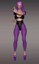 1girls 3d animated blue_eyes facing_viewer heels looking_at_viewer music platform_heels purple_hair red_nails redapple2 shorter_than_30_seconds sound standing tagme the_klub_17 tk17 vertical_video video workout_clothes yoga_pants