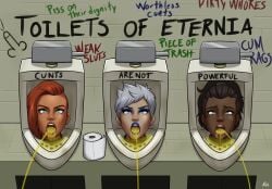 3girls bondage degradation degradation_text drinking_pee drinking_urine evil-lyn female female_only golden_shower graffiti human_toilet human_urinal humiliation immobile lachzeit masters_of_the_universe misogyny mouth_open multiple_girls pee peeing peeing_in_mouth peeing_on_another piss_drinking pissing pissing_in_mouth public_humiliation public_restroom public_use restroom sexism skibidi stuck stuck_in_floor stuck_in_object teela toilet toilet_bowl toilet_paper toilet_slave toilet_use urinating urination urine urine_in_mouth