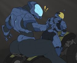 2d 2girls alien alien_female alien_girl armor ass covenant female female_alien female_human female_only female_sangheili female_soldier female_spartan_(halo) halo_(series) helmet huge_ass methados sangheili skintight_bodysuit soldier spartan_(halo) thick_ass_monster unsc vehicle