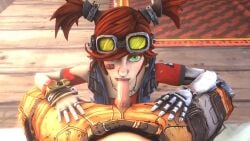 animated average_sized_penis blowjob borderlands eye_contact gaige_(borderlands) looking_at_viewer moaning oral pigtails pov psycho_(borderlands) red_hair sfm skeletron27 skinny sound source_filmmaker teenager twintails video