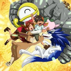 1boy ass fushisha_o genki_sakura golem_(monter_farm) groping group hare_(monster_rancher) holly_(monster_farm) monster_farm monster_rancher no_hentai suezo tiger_(monster_farm)