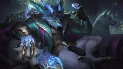 anthro art_edit canid canine canis cryingfatcat genitals hi_res humanoid_genitalia humanoid_penis league_of_legends male mammal official_art penis prestige_skin riot_games solo video_games warwick winterblessed_warwick_prestige_edition wolf