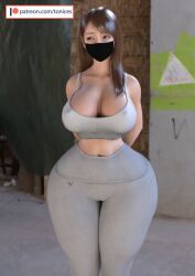 1girls 3d asian asian_female athletic athletic_female big_ass big_breasts big_butt big_thighs bimbo bottom_heavy breasts busty cameltoe cleavage covered_mouth curvaceous curvy face_mask female female_only fit fit_female front_view grey_clothing grey_legwear grey_pants hands_behind_back hips hourglass_figure huge_ass huge_breasts human hyper_hips jeong_ji_woo ji_woo korean_female large_ass large_breasts legs light-skinned_female light_skin lips looking_aside nipple_bulge nipples_visible_through_clothing original original_character solo thick thick_legs thick_thighs thighs thunder_thighs tight_pants tonices top_heavy upper_body voluptuous wasp_waist wide_hips yoga_pants