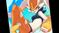 blush bunny_ears bunny_girl cinderace detailed_background drunkoak furry generation_8_pokemon lopunny mega_evolution mega_lopunny nintendo orange_eyes pokémon_(species) pokemon pokemon_(species) smile torn_legwear