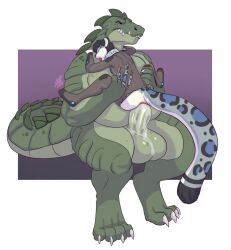 alligator alligatorid anal anthro ass balls bask_(snepkayz) bodily_fluids crocodilian cum cum_in_ass cum_inside duo erection felid feline genital_fluids genitals girly hi_res hypnosis kayz_(snepkayz) lavenderpandy male male/male male_penetrating mammal mind_control overweight overweight_male pantherine penetration penis reptile scalie sex size_difference snow_leopard