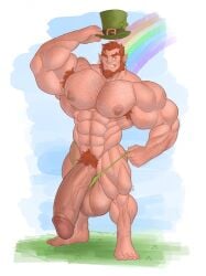 balls bara big_pecs bodybuilder flaccid gab_art hyper hyper_balls hyper_bulge hyper_cock hyper_genitalia hyper_penis hyper_testicles leprechaun male male_only muscles muscular muscular_arms muscular_male penis solo solo_male st._patrick's_day