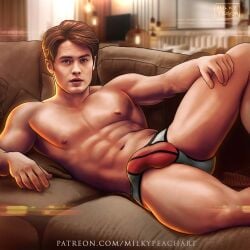 1boy actor bulge caucasian caucasian_male celebrity kit_connor male male_only milkypeach232 muscles muscular muscular_male real_person shirtless_male solo solo_male underwear underwear_only