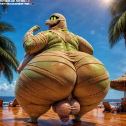 2020s 2023 4k absurd_res absurdres ai_generated ass ass_focus balls belly big_ass big_balls big_belly big_butt big_penis bubble_ass bubble_butt butt_focus chubby chubby_male cloud clouds cruise_ship dat_ass egyptian egyptian_mythology fat fat_ass fat_butt fat_man green_body green_eyes green_skin high_resolution hotel_transylvania huge_ass huge_balls huge_belly huge_butt huge_cock light looking_at_viewer looking_back male male_focus male_only matronai_(artist) monster morbidly_obese morbidly_obese_male mummy mummy_costume murray_the_mummy obese obese_male patreon patreon_username penis pinup plump_ass pose ship sky smile smiling smiling_at_viewer solo solo_male sony_interactive_entertainment stable_diffusion thick_ass thick_hips twitter_username wide_hips wrappings