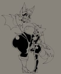 big_ass bodysuit boob_window breasts bulge crossdressing fat_ass furry garbageboxxxed grin huge_ass huge_breasts rouge_the_bat sega sharp_teeth size_difference sonic_(series) tails