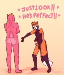 ailurid anthro ass blush bovid caprine dialogue digital_media_(artwork) duo english_text erection fur genitals goat hair heart_symbol hi_res humor lilian_(solarlewds) male male/male mammal mars_(solarlewds) meme multicolored_body multicolored_fur nude penis red_panda romantic romantic_couple simple_background solarlewds text