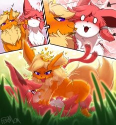 absurd_res cowgirl_position crown dominant dominant_female duo eeveelution espeon female female_penetrated feral feral_on_feral feral_penetrated feral_penetrating feral_penetrating_feral fermusieboir4 flareon fluffy fluffy_tail from_front_position fur generation_1_pokemon generation_2_pokemon girly hair happy happy_sex headgear hi_res lying male male/female male_penetrating male_penetrating_female neck_tuft nintendo on_back on_bottom on_grass on_top open_mouth orange_body orange_fur penetration penile penile_penetration penis_in_pussy pink_body pink_fur pink_hair pokemon pokemon_(species) sex smile tail tiara tongue tongue_out tuft vaginal_penetration