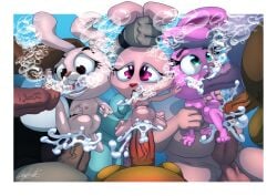 3girls 6+boys 8boys anais_watterson anal anal_sex anthro bubble bubbles bunny cartoon_network cartoony chowder_(series) claydust crossover cub cum cumming cumming_inside disney female floppy_ears furry gangbang male oral oral_penetration panini rabbit size_difference smaller_female stomach_bulge tagme the_amazing_world_of_gumball underwater underwater_sex vaginal_penetration yin_(yin_yang_yo!) yin_yang_yo!