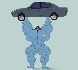 absurd_res big_muscles female fish hi_res huge_muscles humanoid hyper hyper_muscles lifting_object marine muscular nude nutbody_owns solo undertale_(series) undyne