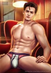 1boy actor big_bulge bulge caucasian caucasian_male celebrity huge_bulge kit_connor male male_only milkypeach232 muscles muscular muscular_male real_person shirtless_male solo solo_male underwear underwear_only