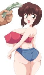 ass big_breasts brown_hair huge_breasts money nabiki_tendo nipples_visible_through_clothing prostitute prostitution ranma_1/2 slutty_clothing toshiso unseen_male_face