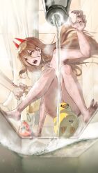 1girls angry angry_face barefoot bath bathing bite bite_mark blonde_hair blood chainsaw_man denji_(chainsaw_man) feet female female_only light-skinned_female light_skin nude nude_female power_(chainsaw_man) rubber_duck sharp_teeth shounen_jump yahamoi