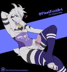 anthro asriel_dreemurr asriel_dreemurr_(god_form) bedroom_eyes bodily_fluids boss_monster_(undertale) bovid caprine claws clothing corset erection fleet-foot fur genital_fluids genitals goat hand_behind_head heels horn humanoid_genitalia humanoid_penis lingerie long_ears looking_at_viewer male male_only mammal narrowed_eyes penis precum seductive solo toe_claws toeless_legwear toeless_stockings topwear undertale undertale_(series) white_body white_fur