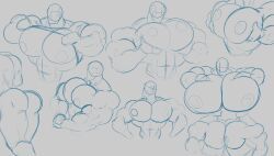 greggrth hyper_muscles hyper_pecs sketch wip